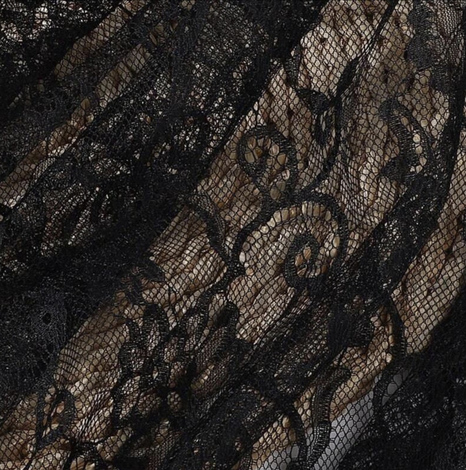 Romantic Peony Flower Lace Fabric Floral Embroidery Tulle Lace for Wedding Dress - Black (3M)